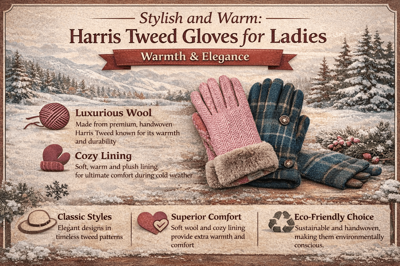 Harris Tweed Gloves for Ladies